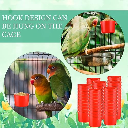 120 Pcs Cage Cups Chicken Feeder Cups 8 oz Plastic Hanging Birds Feeders and Waterers Bowl Feeding Bucket for Pigeon Poultry Parrot Rooster Rabbit Duck Supplies(Red) - color: Red