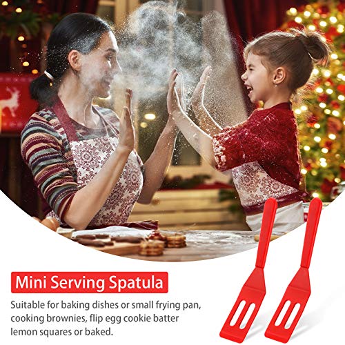Mini Brownie Serving Spatula Flexible Nonstick Silicone Serve Turner Heat-Resistant Cookie Slotted Spatula for Flip Egg in Small Frying Pan Cookie Batter Lemon Squares(Red,2 Pieces) - color: Red