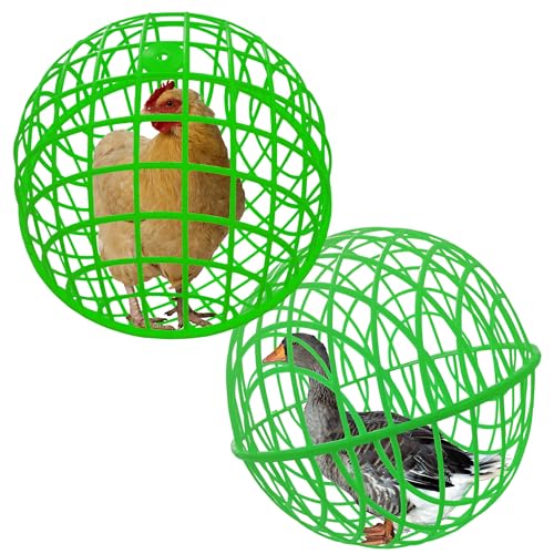 15.7" Ball-Shaped Movable Chicken Coop,Pigeon Rabbit Duck Safe Walking Net,Preventing Trampled by Horse,Predation by Eagles,Dog Bites.Pet Removable Prevent Harassment Safety Hutch(2 Pack) - color: Green(2 Pack)