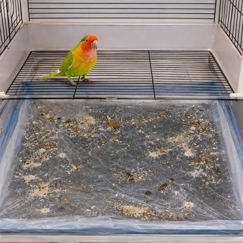Aogigigio Bird Cage Liner - 50 Pcs Disposable Bird Cage Liners, Large 38 x 22 Inch Cage Liner for Big Tray, Leakproof Plastic Bird Cage Liner for Parakeet, Cage Liners for Small Animals