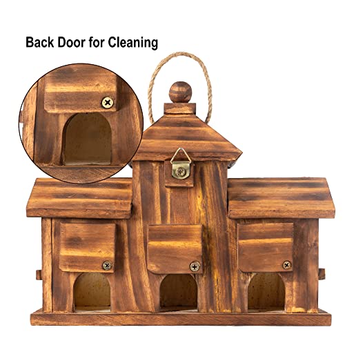COLEBA Bird Houses for Outside,Outdoor 5 Hole Bird House Room for 5 Bird Families Bluebird Finch Cardinals Hanging Birdhouse for Garden