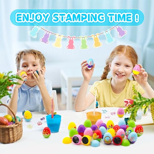 Childom 24 Pcs Easter Egg Fillers Stuffers for Kids, Easter Stamps Basket Stuffers, Easter Stamps Toys Bulk for Easter Eggs Hunt, Easter Party Favors for Goodie Bags,Classroom Prize Supplies, Children - style: Easter