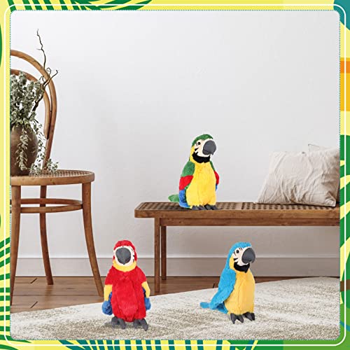 Jexine 3 Pack Macaw Parrot Plush Stuffed Animals, 9.8 Inch Realistic Bird Plush Toys, Soft PP Cotton Parrot Dolls for Kids, Nursery Room Decor Gift & Birthday Christmas