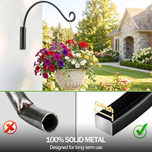 Lifyzoon Heavy Duty Plant Hanger Bracket Outdoor (22"/Black) | 100Lbs Steel Capacity, Rust-Proof Wrought Iron, Outdoor Hand-Forged Hanging Plant Bracket for Large Bird Feeders Lanterns - size: 1A-22 Inch