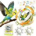 2Pcs Bird Mirror Toys with HD Mirror & Spinner Rattle, Rotating Budgie Enrichment Toy with Rustling Beads, Safe Smooth Edge Bird Cage Toy, Flexible Mounting for Parakeet, Cockatiel & All Small Birds