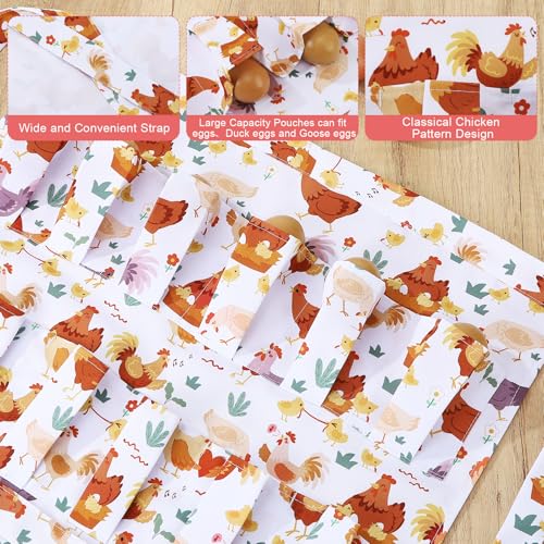 Egg Collecting Apron, 12 Pouches Chicken Egg Apron | Farmhouse Aprons for Chicken, Duck, Goose, Poultry Collection - color: Cartoon Chicken, size: 49*52cm