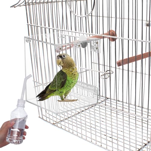 Happyyami Hanging Bird Bath Box for Cage Multifunctional Bird Bath Cage Accessory for Parakeet Cockatiel and Small Birds Space-Saving Shower Indoor Accessories 6.49 X 5.11 X 5.11 in