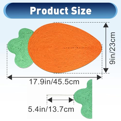 Rabbit Scratching Pad - Carrots, Natural Sisal Rabbit Pad for Claw and Teeth Care, Chewing, Sleeping and Nesting, Bunny Scratch Mat for Most Small Animals - Indoor & Cage