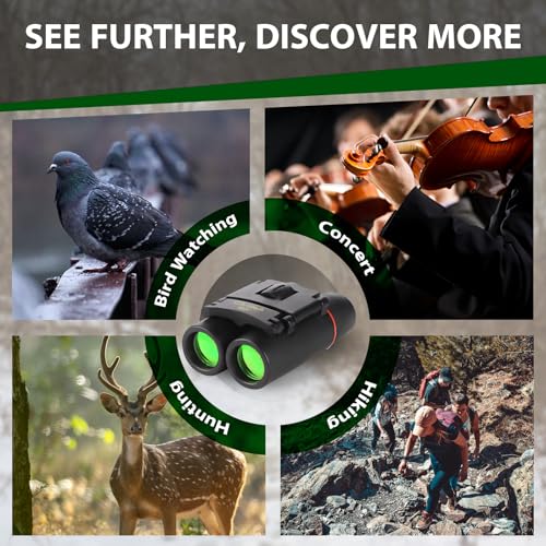 Binoculars for Adults and Kids, High Powered Compact Binoculars | 8×21 Portable Binoculars, for Bird Watching, Cruise Ship, Travel, Concert, Opera, Theater, Hunting Essentials (Black)
