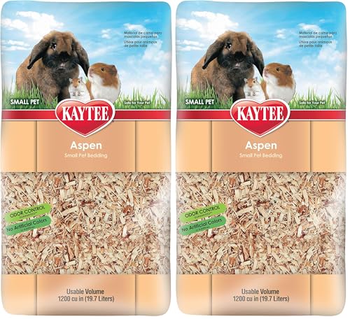 Kaytee Aspen Small Animal Pet Bedding for Pet Guinea Pigs, Rabbits, Hamsters, Gerbils, and Chinchillas, 19.7 Liters (Pack of 2) - size: 19.7 Liter (Pack of 2)