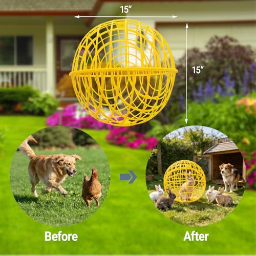 15.7" Ball-Shaped Movable Chicken Coop,Pigeon Rabbit Duck Safe Walking Net,Preventing Trampled by Horse,Predation by Eagles,Dog Bites.Pet Removable Prevent Harassment Safety Hutch(2 Pack) - color: Yellow(2 Pack)