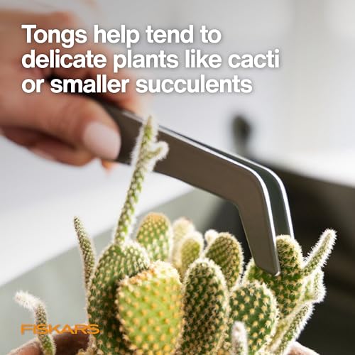 Fiskars 5-Piece House Plant Cultivating Tool Set for Indoor Gardening | Nesting Trowel, Soil Scoop, Cultivator, Tongs & Brush, Stainless Steel with Green Powder Coat Finish - size: 5-Piece Set