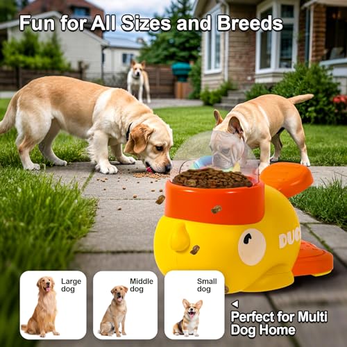 Duck Dog Slow Feeder Puzzle Toy, 3 Adjustable Openings, Treat Dispenser | Fits different kibble sizes with 3 adjustable openings to encourage slower eating, mental stimulation, and interactive play