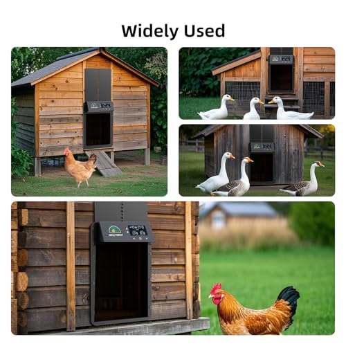 Automatic Chicken Coop Door Solar Powered, Automatic Chicken Door with Timer & Light Sensor, Aluminum Alloy Chicken Door with Multiple Modes