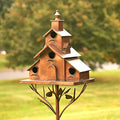 Large Copper Colored Multi-Birdhouse Stakes, Room for 4 Bird Families in Each (Church Style with Cascading Roof) - style: Church Style with Cascading Roof