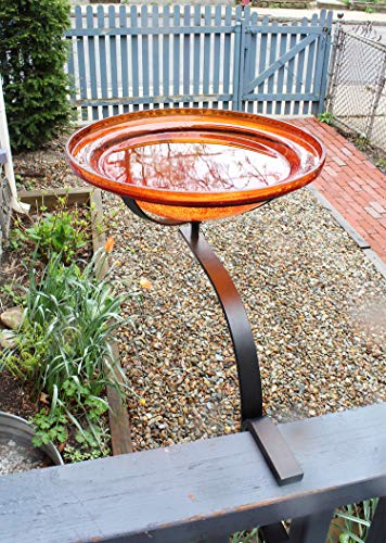 Achla Designs CGB-06M-RM 12 Inch Mandarin Crackle Rail Mount Bracket Birdbath - color: Mandarin