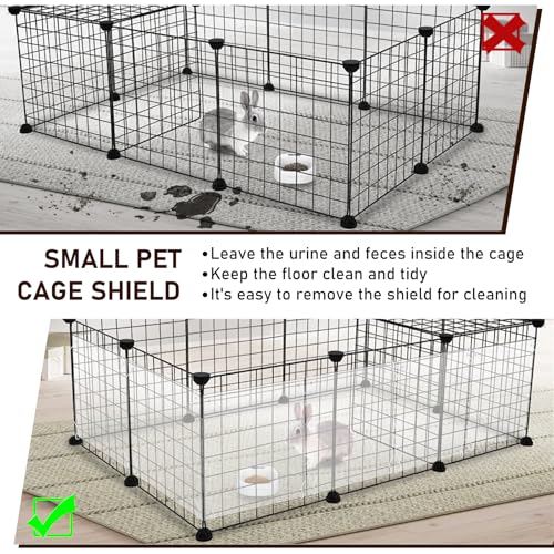 16 Pcs Rabbit Cage Urine Guard 10.2'' x 8.3'' Plastic Pet Splash Guard Panels Liner Protection Clear Edge Liner Guinea Pig Side Lining Habitat Siding Cage Protector