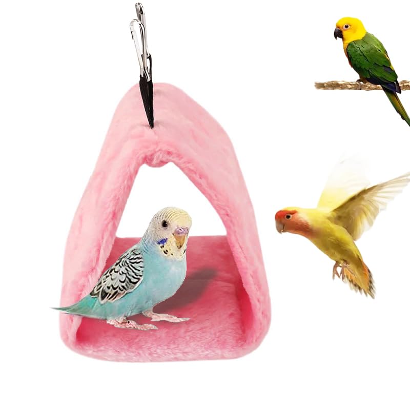 Bird Nest Snuggle Hut Soft Plush Hammock Hanging Cage Tent for Birds Parrot Winter Warm Bed Pet Toy for Hamster Parrot Macaw Budgies Eclectus Parakeet Cockatiels Cockatoo Lovebird (Pink) - color: Pink