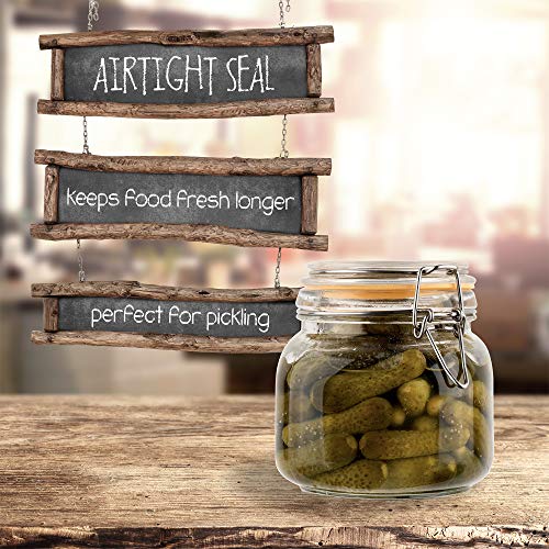 Glass Jar with Airtight Lid 24 oz | Food Storage Jar, Wide Mouth, Leak Proof Kitchen Canister - size: 24 oz