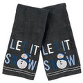 Christmas Bathroom Hand Towels- Set of 2 100% Cotton Dark Gray Winter Embroidered Snowman Let it Snow Design- 16 x 25 Festive Bath & Kitchen Decor - color: Let It Snowman