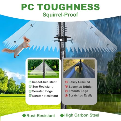 79" Heavy-Duty Bird Feeder Pole with Squirrel Baffle for Outdoors, Adjustable Bird Feeding Station Holds Multiple Feeders, Rust-Resistant Steel Pole with Bird House Pole Mount Kit - size: 79" Pole & Baffle