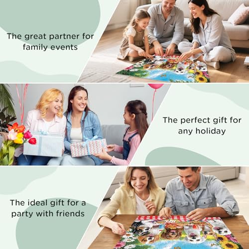 300 Pieces Puzzle for Adults, Cute Picnic Dog Jigsaw Puzzle - style: Dog Party