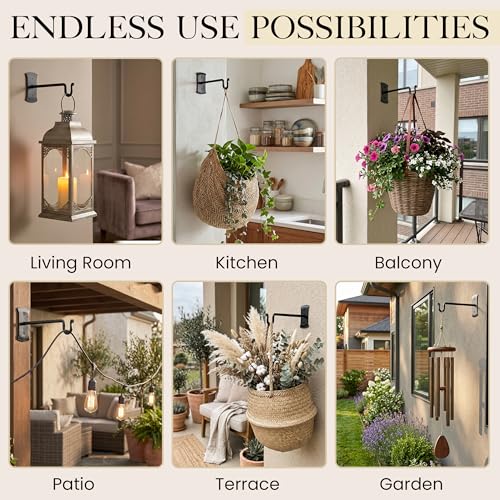 Plant Hangers Outdoor or Indoor Heavy Duty Wall Bracket Hooks | Wrought Iron Metal Hanger Indoor Hook for Hanging Plants Baskets Lanterns Bird Feeders - 2 Pack (Black Shepherds Hooks 10") - size: 10 Inch, style: Shepherds Hooks