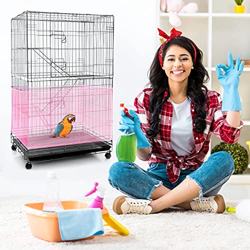 Shappy Large Bird Cage Seed Catcher,Bird Cage Cover Net Skirt Guard,Adjustable Soft Airy Mesh Net for Parrot Parakeet Macaw(118 x 15 Inch/ 300 x 37 cm,Light Pink) - color: Light Pink, size: 118 x 15 Inch/ 300 x 37 cm