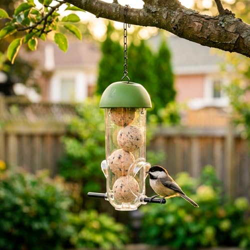 LONA Suet Ball Bird Feeder Outdoor Hanging Fat Ball Feeders with Versatile Mount Durable Weatherproof Washable Transparent Tube Wire Steel Metal Feeder for Wild Birds - style: Style1-Normal Tube