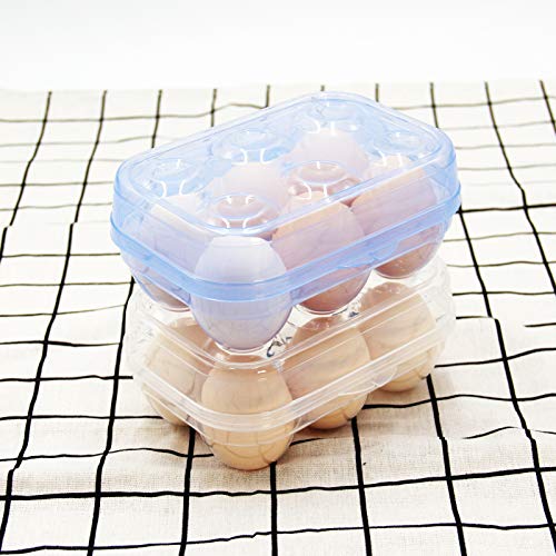 JAMOR 6 Grid Egg Storage Box Refrigerator Crisper Egg Protection Box Portable Egg Carriage Container For Camping Picnic Essential (White) - color: White