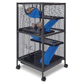 4 Tier Steel Deluxe Small Animal Pet Cage Kit for Guinea Pig Ferret Little Rabbit with Wheels Brakes Hammock 4 Platforms Removable Tray and Ladder with Flannel - size: 20.0"L x 20.0"W x 45.0"H