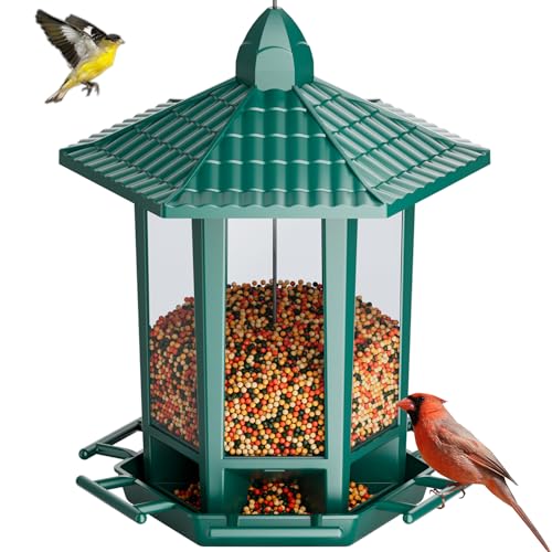 Birdream Bird Feeders for Outdoor Hanging, Pagoda Design Fun Installatio 2.5 LB Wild Bird Feeders, Attracting Wild Birds Cardinal Sparrows Finch Goldfinch Chickadee - Green - color: Green, size: 1 PACK