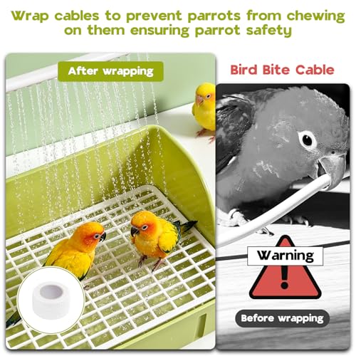 Automatic Bird Bath, Parrots Bath Shower with USB Pump with Regulating Water Valve, Parrot Bathtub , Large Bird Fountain, Filter Sponges & Circulating Water, for African Grey, Cockatiel, Conure(Green)