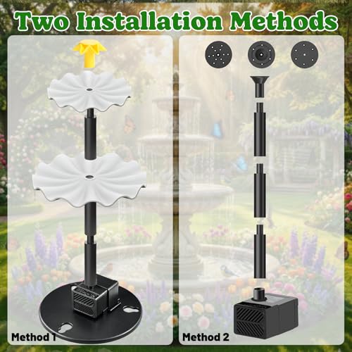 Yeomi Solar Fountain, Upgrade 2.8W 9V Solar Bird Bath Fountains with 4 Nozzles, Adjustable Water Flow, Solar Fountain for Bird Bath, Small Pond, Patio, Garden Water Feature Decoration - color: 2.8w 9v Solar Fountain Pump Kit
