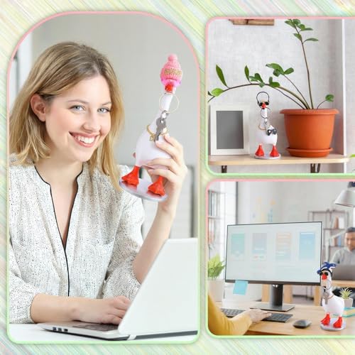 7 Inch Mini Magnetic Desk Goose Statue with 12 Sets Outfits, Resin Desktop Goose Decor Key Holder, Small Porch Desk Geese Accessories, Housewarming Gift for Home Office Bedroom - style: Classic