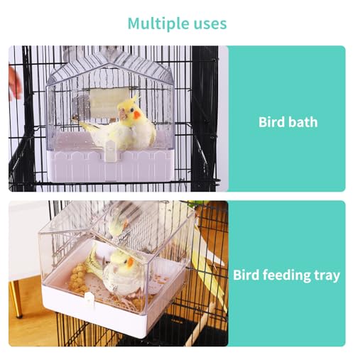 Colorday Hanging Bird Bath for Cage, Pet Parrot Bath, 6.7X6.7X7.74 inch | For Small to Medium Birds, Parakeets, Cockatiels, Budgie, Quaker, Conure, Lovebirds, Finches