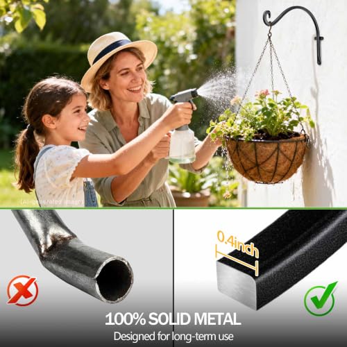 Lifyzoon Hanging Plant Brackets Outdoor: 12 Inch 50 lbs Bird Feeder Hook | Set of 2 Solid Iron Hooks Holds 50 Lbs, for Bird Feeders Flower Baskets Lanterns, Complete Hardware, Indoor Outdoor - size: 2B-12“2PCs