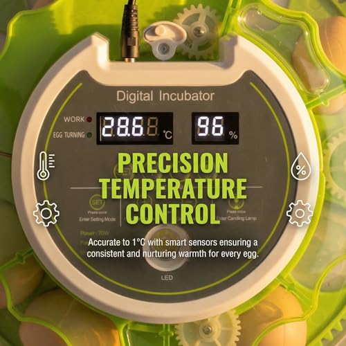 18 Eggs Professional Egg Incubator - Automatic Turning, Precise Temperature & Humidity Control, Egg Candling, 360 - Degree View, Ideal for Farms and Laboratories