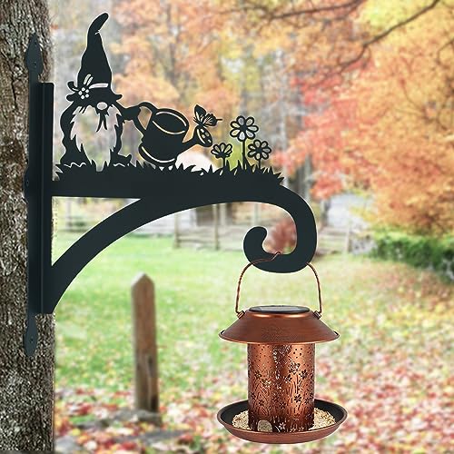 Hanging Plant Bracket Heavy Duty Iron Ornamental Gnome Silhouette Hanging Plant Hangers Outdoor 12 inch Hanging Basket Bracket Hook Wall Mounted for Flower Pot, Lantern, Bird Feeder, Wind Chimes - color: Gnome
