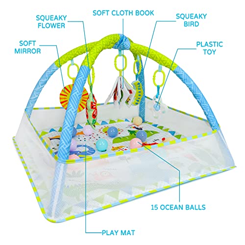 Dr.Rapeti Baby Play Mat, Baby Play Gym, Playmat & Floor Gyms, Baby Ball Pit | 32x32inches Activity Gym Mat, Play Mat with Play Arch, Thick Non Toxic Playmats, Sensory Exploration Motor Skill Development - size: 32*32inch