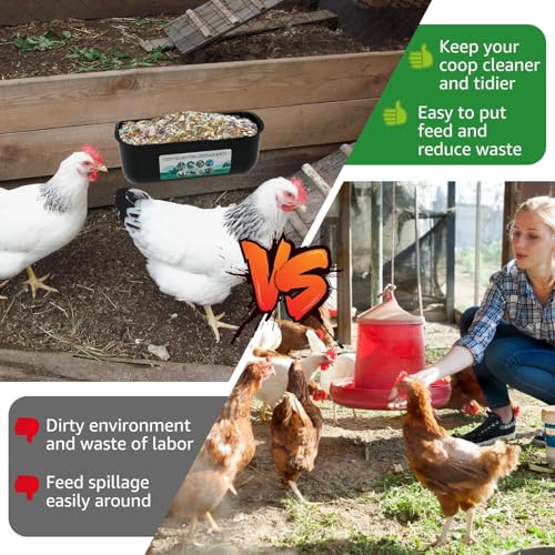 2 Pack Chicken Duck Dog Feeder, Poultry Feeders and Waterers, Hanging Goat Feeder, Livestock Feeding Container, Feed Trough and Waterer Bucket with Clips (White) - color: White