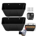 Hanging Fence Feeder for Chicken, Duck, Goat, Pig Poultry Feed Trough Chicken Feeder Bucket Feeding Container for Livestock (Black)