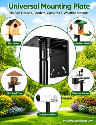 Bird Feeder Pole, 76Inch Heavy Duty Stand with 1-Inch Diameter, Outdoor Bird House Pole Mount for Hanging Feeders (Black, 76in-kit)