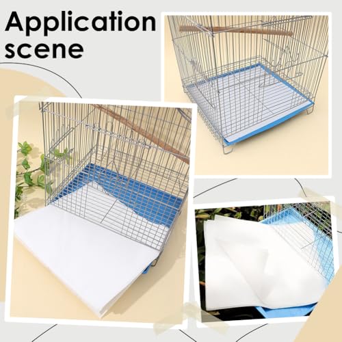 200 Sheets Bird Cage Liner Papers, 10.51 x 8.27 Inch Single Use Cage Paper Bulk Non Woven Bird Pad Precut Absorbent Bird Paper for Bird Parrot Canary Small Pet
