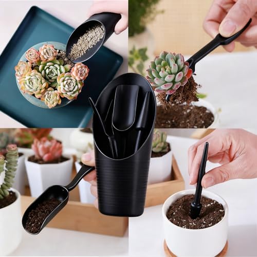 8pcs Potting Soil Scoop for Indoor Plants, Garden Tiny Plant Shovel Hand Tools Transplanting Succulent Cultivation Digging Bonsai Soil Scoops Kits,2Set Black - color: Black