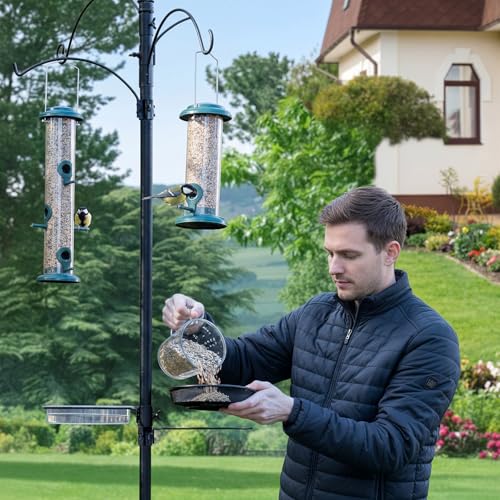 LemonRoad 2 Pack Bird Feeder Pole Accessories Heavy Duty Mesh Seed Trays with Rings for 1'' Poles Hummingbird Feeders Wild Bird Feeding Stations Outdoor Garden Backyard Decor(Not Include Pole)