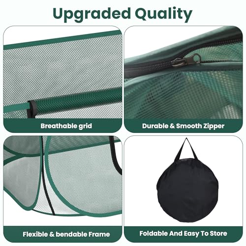 2-Pack Raised Garden Bed Covers, 45" x 22" x 17" Mesh Crop Cage, Pop-Up Plants Cover with 30% Shade Cloth for Seedlings Vegetables Fruits Flowers, Protects Against Birds Animals Pests with 16 Stakes - color: 2Pack-Green
