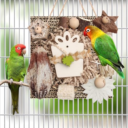 Kyouki Bird Toys, Parakeet Toys, Parrot Toy, Conure Hanging Chewable Cardboard Foraging Suitable for Budgies, Cockatiels, Lovebirds, Sun Conures - and Other Small/Medium Parrots (Medium) - size: Medium