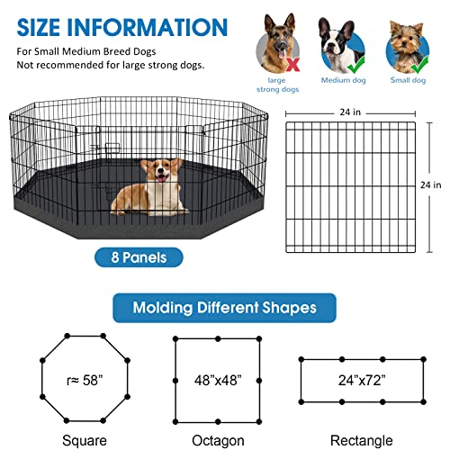 Artmalle 24-Inch Dog Playpen with Bottom Pad, 8-Panel Rustproof Fence | 24-inch rustproof 8-panel dog playpen with bottom pad helps protect floors and folds flat for indoor or outdoor use. - style: 24'' x 24'' with Bottom cover