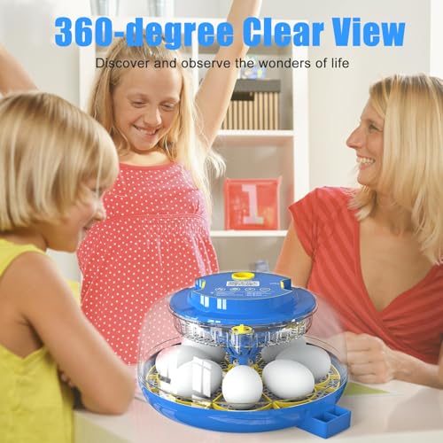 Incubators for Hatching Eggs, 18 Egg Incubator with Automatic Egg Turning and Humidity Control, 360° View Incubadora De Huevos De Gallina, Egg Candler, Incubator for Chicken Eggs, Ducks, Goose, Quail